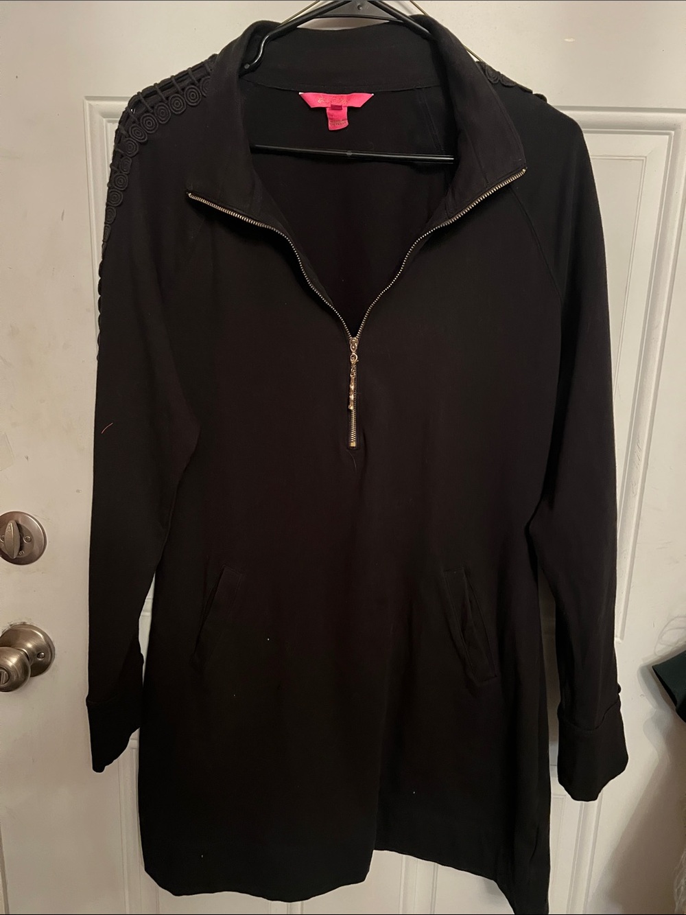 Lilly Pulitzer Black Half-Zip Tunic Jacket
